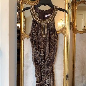 Gold studded leopard print belted jumpsuit